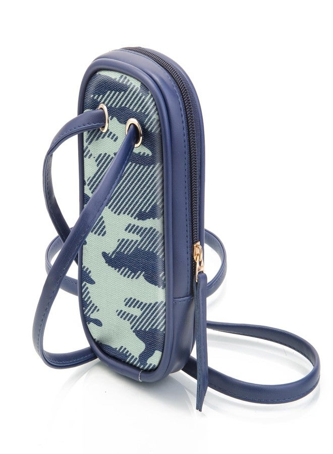 SACCI MUCCI حقائب ساتشي موتشي - حقيبة كتف للبنات/السيدات لحمل الهاتف المحمول، محفظة هاتف محمول بحزام كتف - مموهة (أزرق بحري) - Image 3